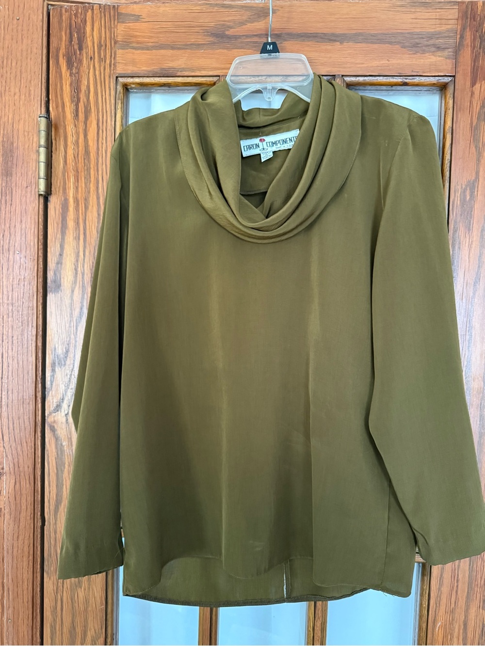 Olive Green Cowl Neck Blouse